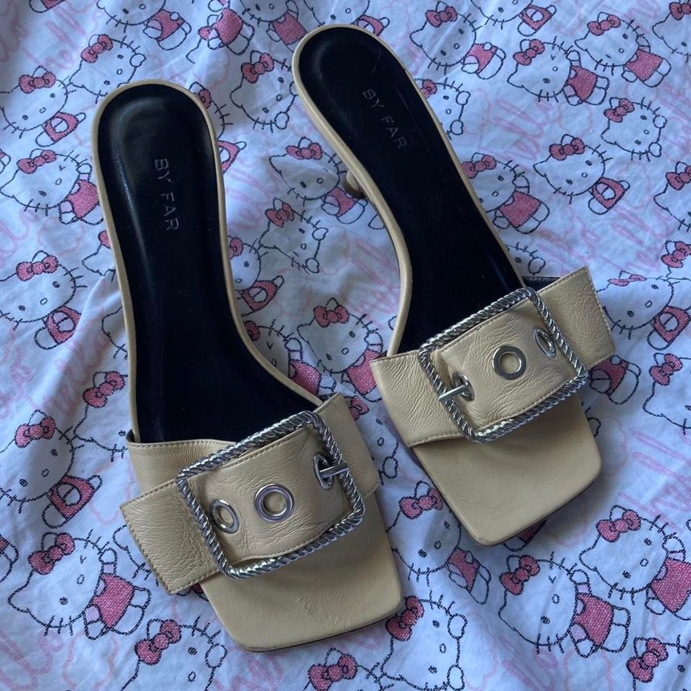 SOLD By Far Davina sable leather kitten heel